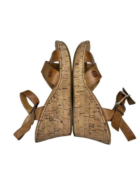 Born Women's Alaina Criss-Cross Leather/Cork Platform Wedge Sandals Sz 10M NWOB - Picture 7 of 9